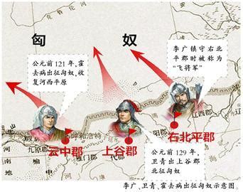 前119年， 卫青、 霍去病率精骑10万，两路出击漠北匈奴，分别追至窴颜山和狼居胥山(约在今内蒙古克什克腾旗西北) 重创匈奴，大胜而归-军事史-图片
