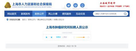 2022年上海市肿瘤研究所拟聘人员公示