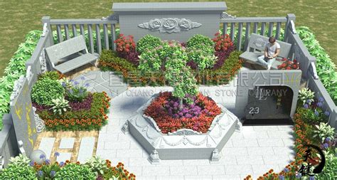 生态艺术墓葬墓地设计效果图天键石雕墓碑