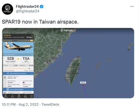 外国飞行航班信息平台发推：“佩洛西专机”进入中国台湾空域_凤凰网