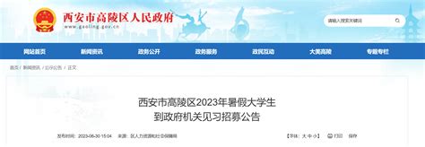 2023年陕西省西安市高陵区暑假大学生到政府机关见习招募公告