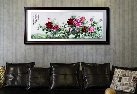 花开富贵中式牡丹花壁画电视背景墙图片下载_红动中国