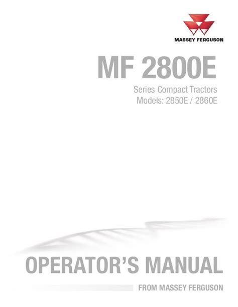 AGCO Technical Publications: Massey Ferguson Tractors-Compact 2850E ...