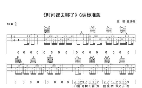 时间都去哪了吉他谱 - 王铮亮 - G调吉他弹唱谱 - 标准版 - 琴谱网