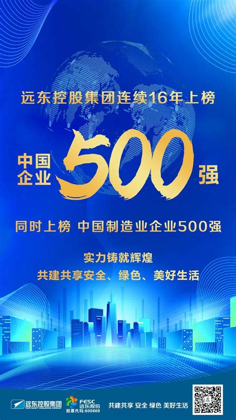 我会会长单位远东控股集团连续16年上榜中国企业500强 - 江苏省中小企业协会