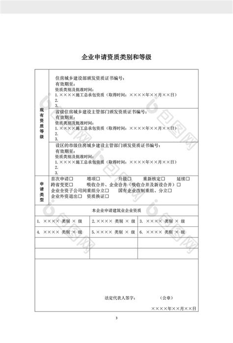 大气版建筑业企业资质证书变更申请表Word模板下载_熊猫办公