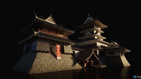 古代日本德川幕府时代城市建筑模型-次世代模型库