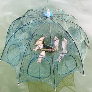 伞笼龙虾网捕可收缩鱼笼折叠渔网伞型鱼网虾笼圆形多孔进鱼鱼网-阿里巴巴