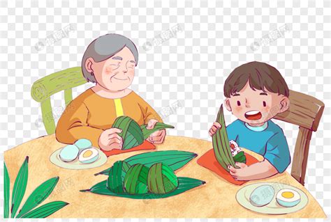 端午节和奶奶一起吃粽子元素素材下载-正版素材401760924-摄图网