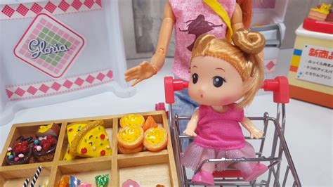 芭比娃娃超市购物故事（上集）：宝宝坐购物车跟芭比一起来超市买东西，老板打电话请卡车运送商品补货_腾讯视频