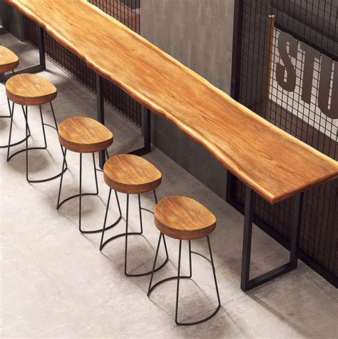 北欧实木吧台桌椅组合高脚桌子简约现代酒吧桌椅阳台靠墙长条桌-阿里巴巴