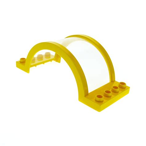 1x Lego Duplo Dach Fenster 4x10x3 B-Ware abgenutzt gelb Scheibe 6436
