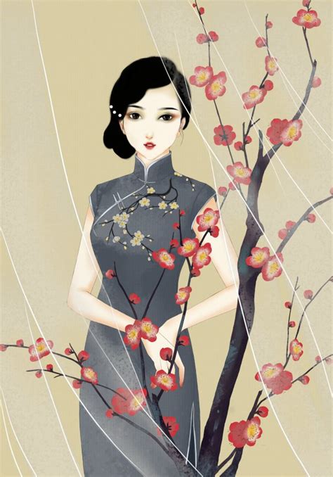 画古风旗袍女生头像图片
