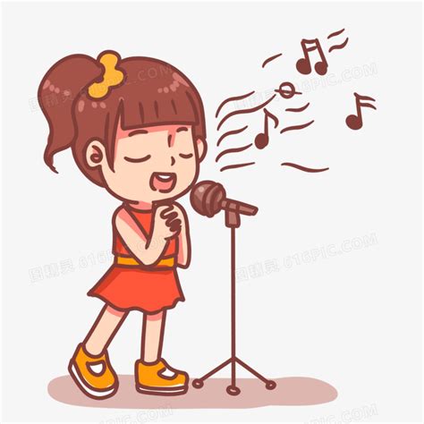卡通手绘女孩唱歌表演素材图片免费下载_PNG素材_编号1l0ik49ln_图精灵
