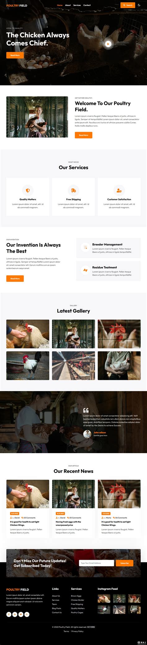 家禽养鸡场展示网页模板免费下载html - 模板王