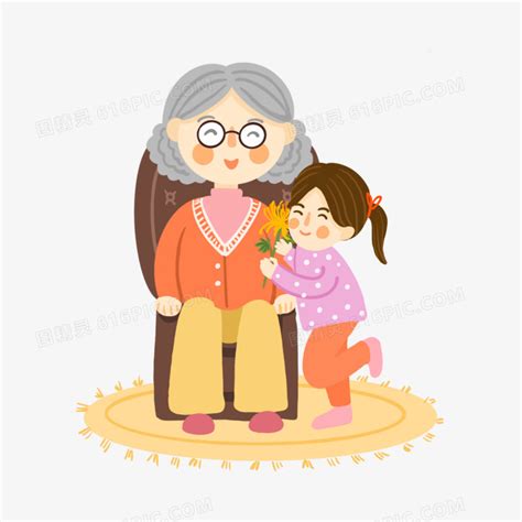 手绘奶奶和孙女插画免抠元素图片免费下载_PNG素材_编号1kxikdldl_图精灵