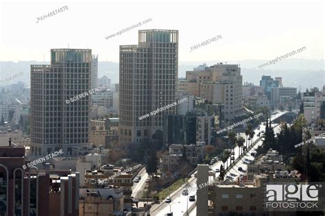 The morning view over the Al Shareef Hussein Street in Amman, Jordan ...