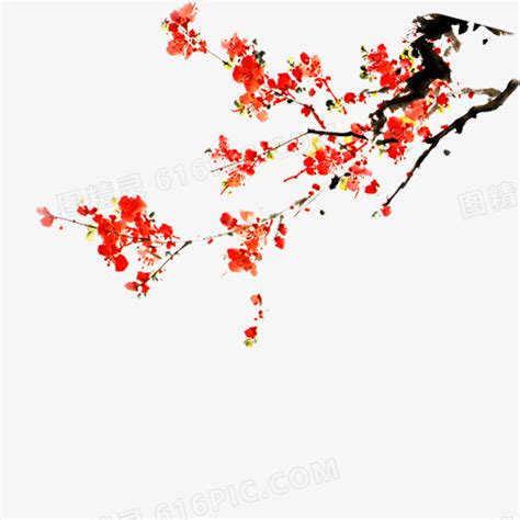 红色梅花一剪梅中国风装饰图片素材免费下载 - 觅知网