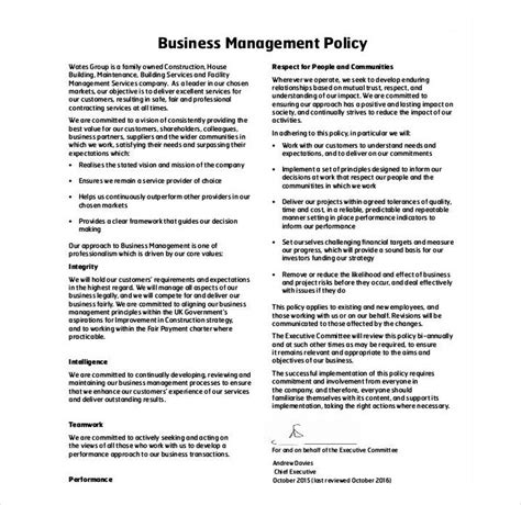 Financial Policy Template Free