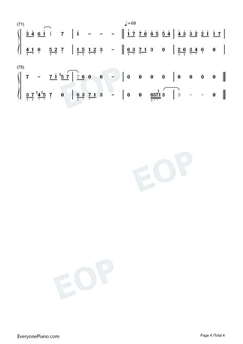 两个世界-张克帆双手简谱预览4-钢琴谱文件（五线谱、双手简谱、数字谱、Midi、PDF）免费下载