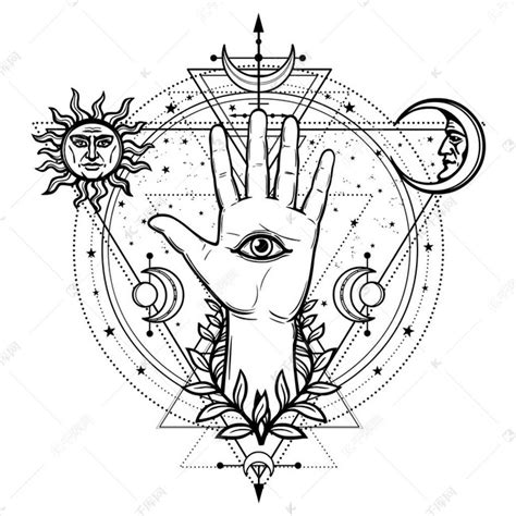 深奥、神秘的眼睛符号图案设计。太阳神之眼，荷鲁斯之眼，古埃及神之眼背景插画图片素材_ID:351230869-Veer图库