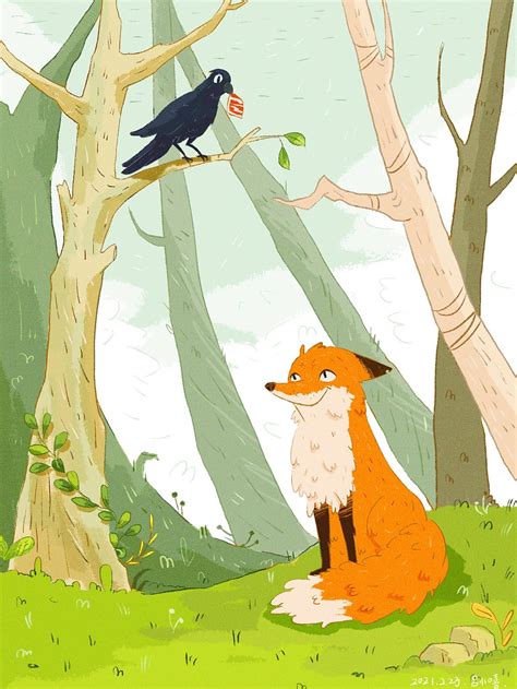狐狸和乌鸦插画图片下载-正版图片400304819-摄图网