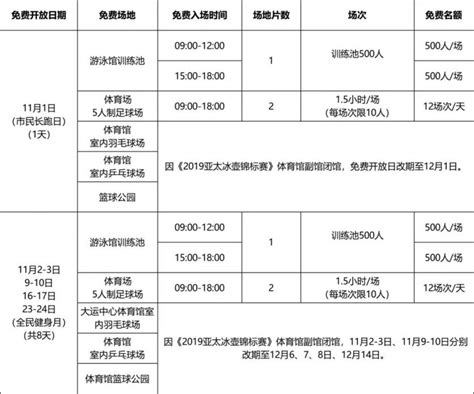 11月深圳大运中心免费开放安排 附时间表2019_旅泊网