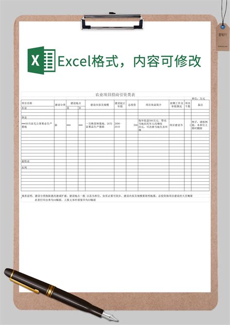 招商引资项目表免费下载_招商引资项目表Excel模板下载-易佰下载