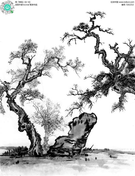 国画松树的画法:松柏松树水墨画图片大全01