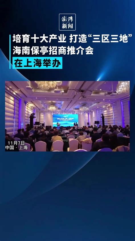 海南自由贸易港·保亭招商推介会在上海举办_凤凰网视频_凤凰网