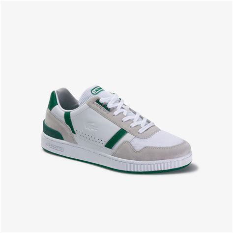 Sneakers | Mens Lacoste T-Clip Tricolour Leather and Suede Trainers WHT ...