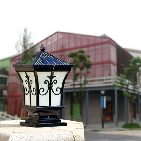 太阳能柱头灯LED欧式庭院灯户外防水围墙柱灯剑花方形景观灯-阿里巴巴