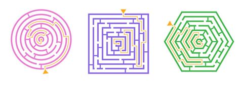 迷宫游戏模式顶部视图集的3个圆形正方形六边形迷宫矢量插图插画图片下载-正版图片300892731-摄图网