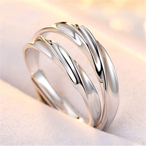 莫比乌斯环925情侣戒指一对男女纯银对戒情侣款形影不离小众设计-阿里巴巴