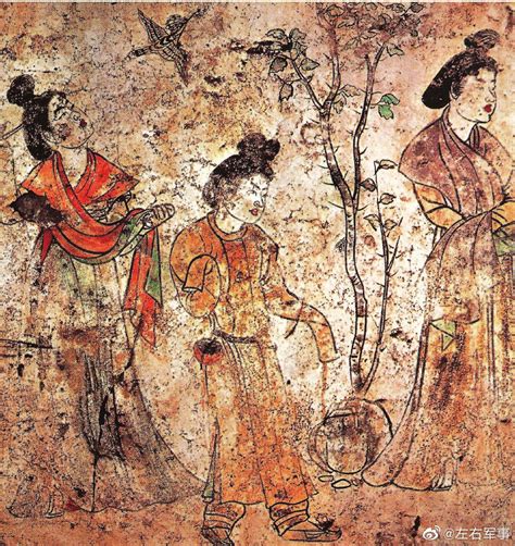 陕西省乾县唐章怀太子墓壁画观鸟捕蝉图年轻图片