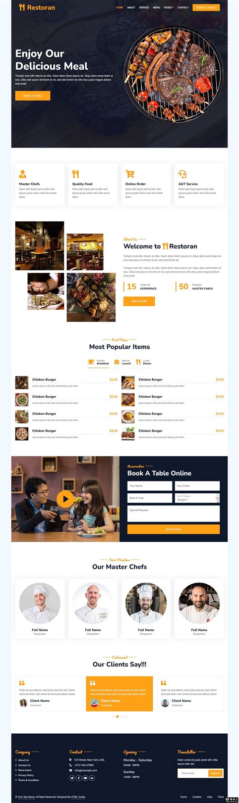 西餐美食网页模板设计 - 爱图网