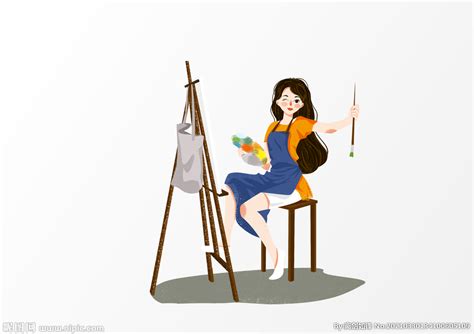 卡通手绘女孩画画设计设计图__图片素材_其他_设计图库_昵图网nipic.com