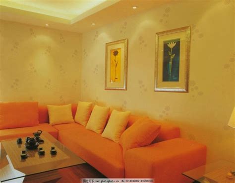 橘色沙发组合摄影图高清摄影大图-千库网