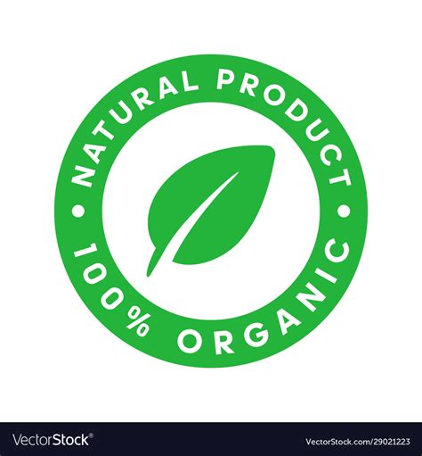 Natural product organic 100 percent green sticker Vector Image