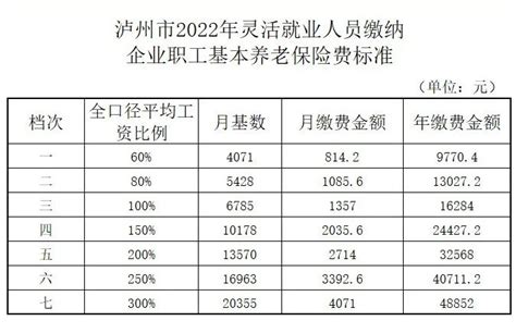 江西省灵活就业人员个人身份参加城镇职工养老保险2022年缴费标准（档次）