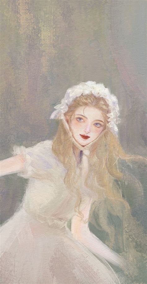 油画女生头像温柔