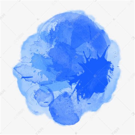 半透明蓝色墨痕不规则形状水彩污渍素材图片免费下载-千库网