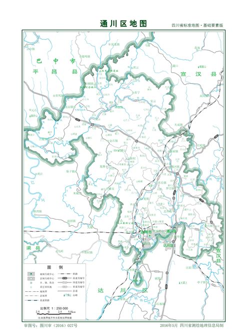 四川达州通川区地图基础要素版 - 达州市地图 - 地理教师网