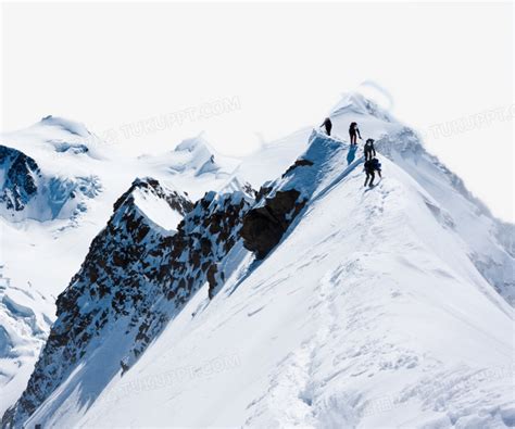登山者在一个阳光明媚的冬日到达一座雪山之巅高清图片下载-正版图片505605373-摄图网