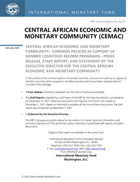 中非经济和货币共同体：支持成员国改革计划的共同政策 - 新闻稿、工作人员报告和中非经济和货币共同体执行主任的声明