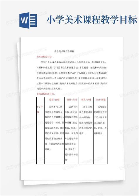 小学美术课程教学目标Word模板下载_编号qvyzevjw_熊猫办公