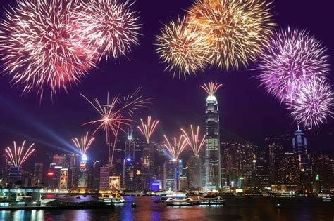 新年快乐烟花在香港市庆祝图片素材-正版创意图片306867082-摄图网