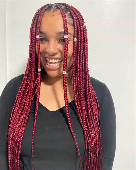 30 Red Knotless Braids Styles You'll Love