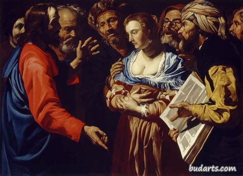 基督和通奸的女人 - Matthias Stom - 画园网