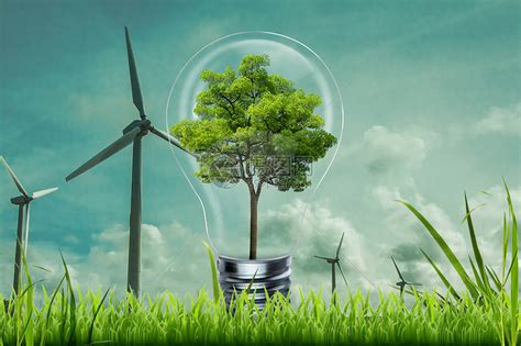 草丛上的电力风车和灯泡中的树图片素材-正版创意图片500643733-摄图网